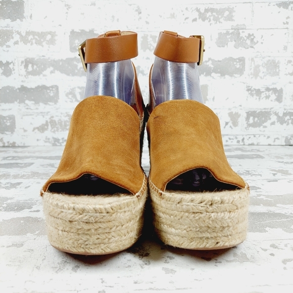 New Marc Fisher Mladalyn Leather/Suede Patform Espadrille Wedge Sandals D247 - Picture 3 of 14